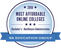 2018 Most Affordable Online Colleges Bachelor's Healthcare Administration Sr. Education Group badge