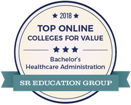 2018 Top Online College for Value Bachelor's Healthcare Administration SR. Education Group badge