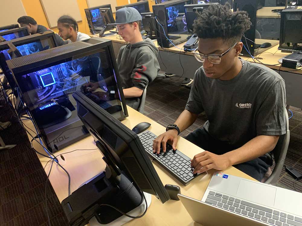 School of Computing students studying at a computer lab