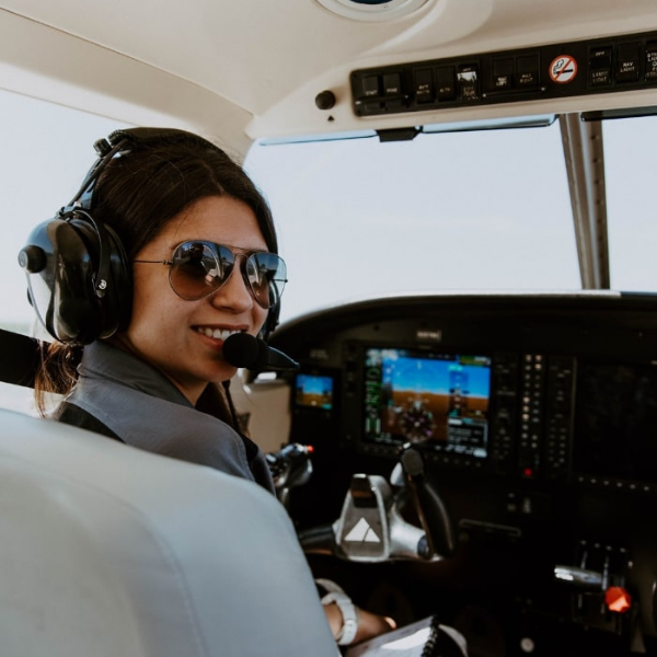 Aviation Student in the Cockpit