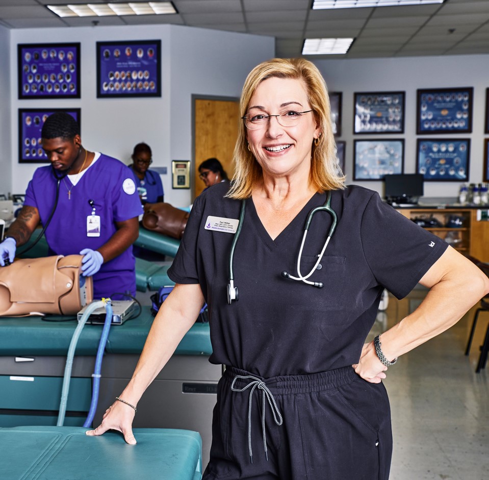 Professor Teri Miller in the Nursing Lab