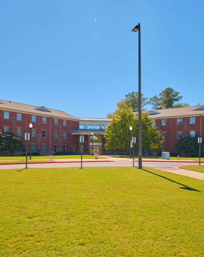 Cochran campus pond fountain