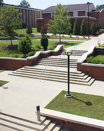 Macon campus walkway and stairs.