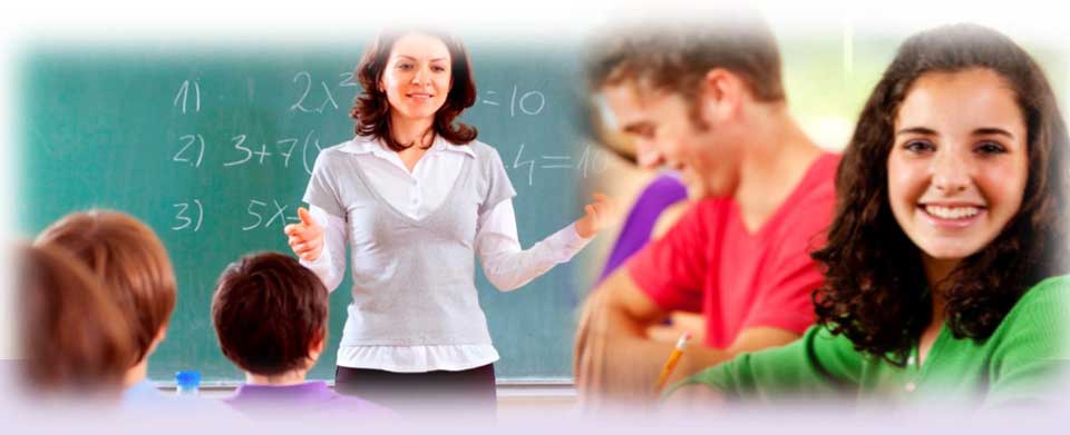 a teacher talking in front of her class