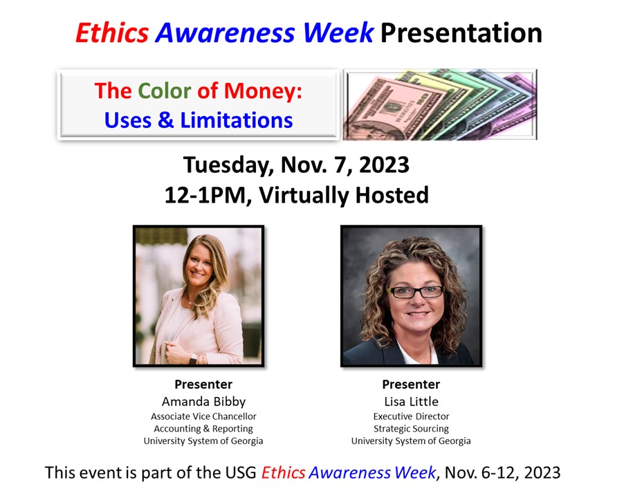Ethics Awareness week presentation: The color of money: uses and limitations