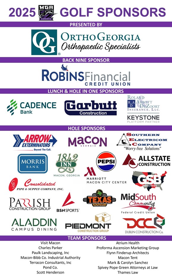 A list of sponsor logos from the golf tournament