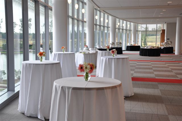 prefuction lobby decorated for a wedding