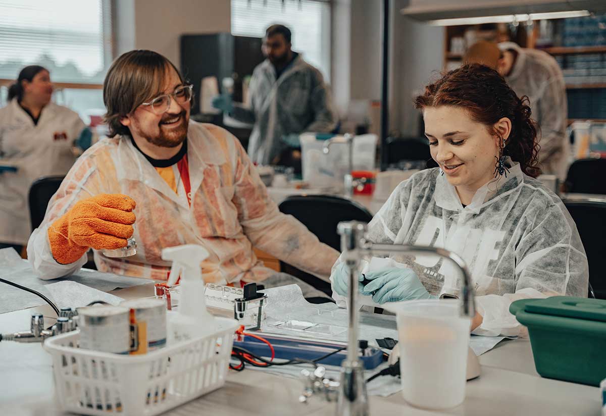 students in a lab