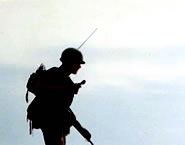 Silhouette of a soldier.