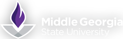 The logo of Middle Georgia State University with the flame to the left of the text.