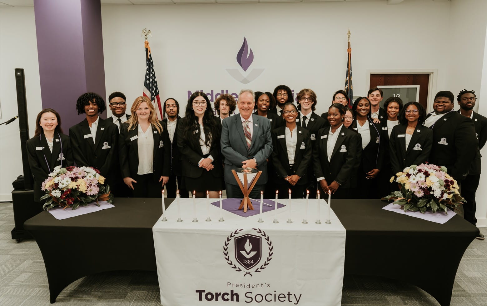 Torch Society members with President Blake