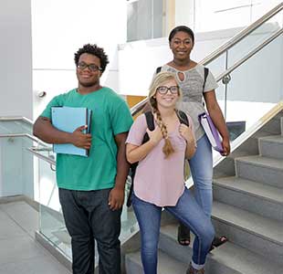 students on stairs