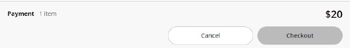 payment verification section with two buttons for cancel and checkout