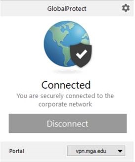 globalprotect displaying connected.