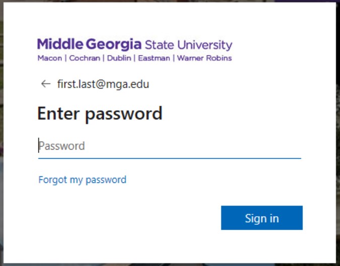 Enter your MGA password