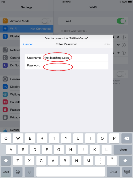 Enter your mga.edu credentials