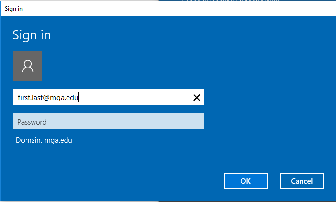 Enter your mga.edu credentials